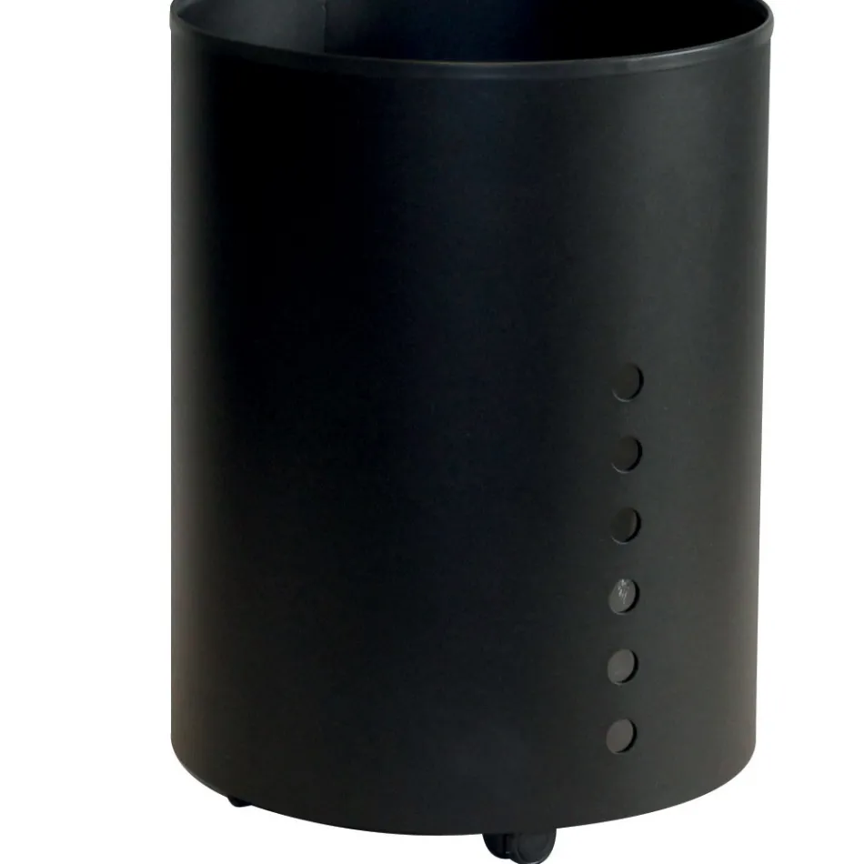 Porta Pellet Rotondo in Acciaio Verniciato Nero e Ruote Made in Italy - Airone Viadurini