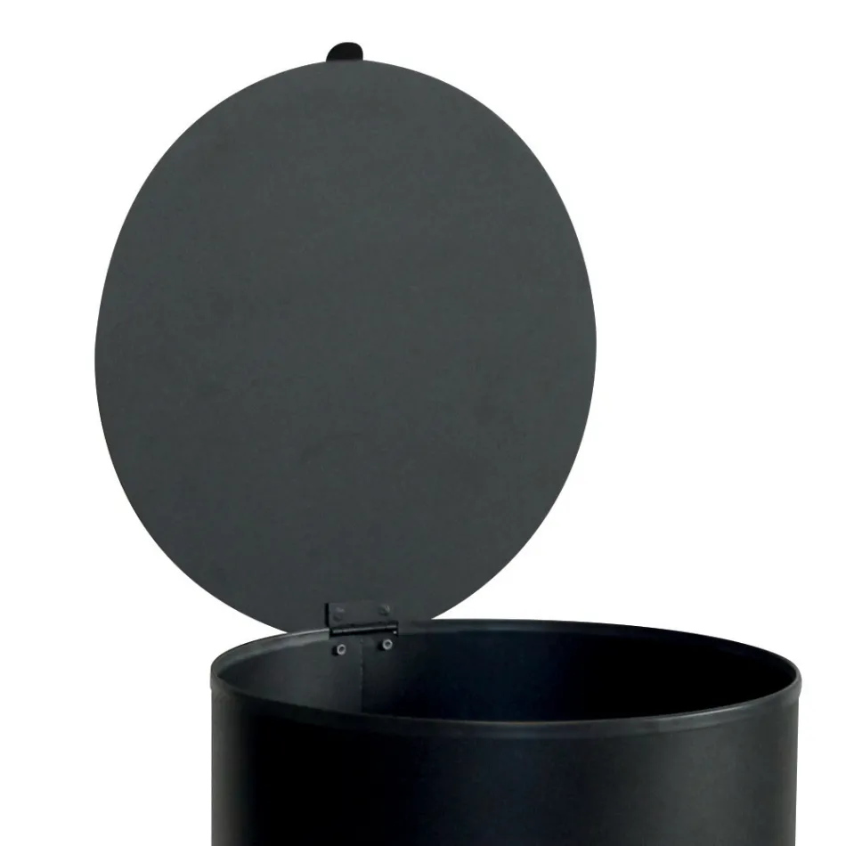 Porta Pellet Rotondo in Acciaio Verniciato Nero e Ruote Made in Italy - Airone Viadurini