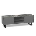 Porta tv con Top in Ceramica Effetto Marmo con 2 Ante e 2 Vani a Giorno - Clak