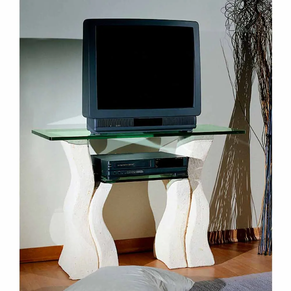 Porta Tv in pietra e cristallo dal design elegante Khloe Viadurini