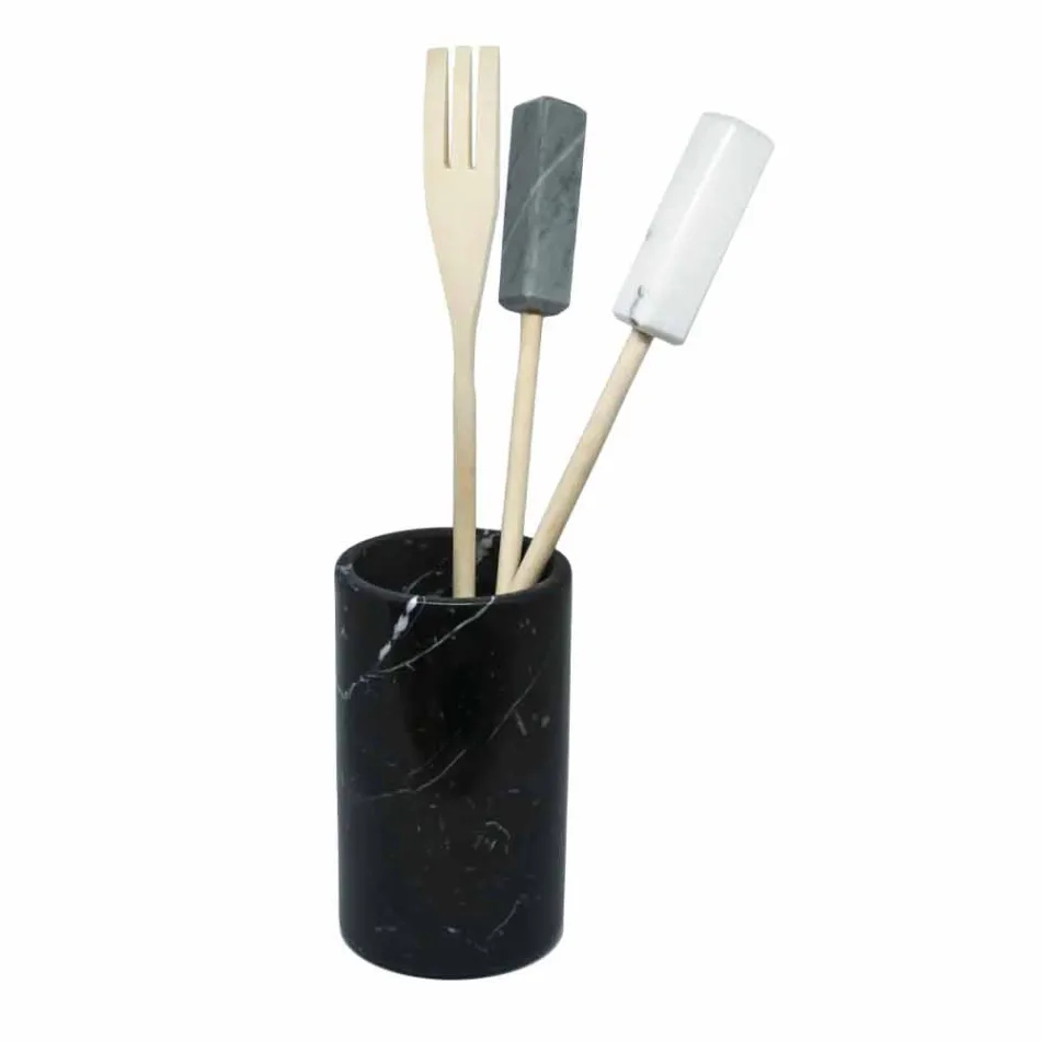 Porta Utensili da Cucina in Marmo Bianco Grigio o Nero Made in Italy - Tulvio Viadurini