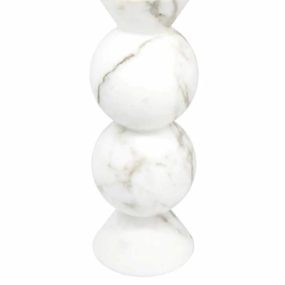 Portacandele Alto in Marmo Bianco di Carrara e Ottone Made in Italy - Oley Viadurini