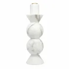 Portacandele Alto in Marmo Bianco di Carrara e Ottone Made in Italy - Oley Viadurini