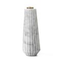 Portacandele Design in Marmo Bianco di Carrara a Righe e Ottone - Amenia
