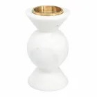 Portacandele di Design in Ottone e Marmo Bianco di Carrara Made in Italy - Bevis Viadurini