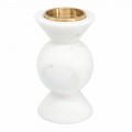 Portacandele di Design in Ottone e Marmo Bianco di Carrara Made in Italy - Bevis