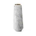 Portacandele in Marmo Bianco di Carrara a Righe e Ottone Made in Italy - Amenia
