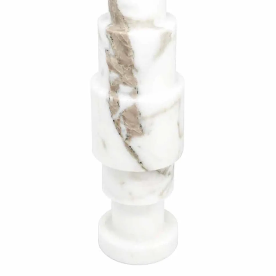 Portacandele Moderno in Marmo Bianco di Carrara e Ottone Made in Italy - Allan Viadurini