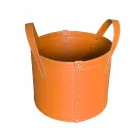 Portalegna cilindrico in cuoio rigenerato con ruote Tonda Firestyle Viadurini