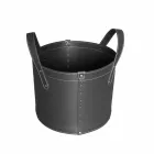 Portalegna cilindrico in cuoio rigenerato con ruote Tonda Firestyle Viadurini