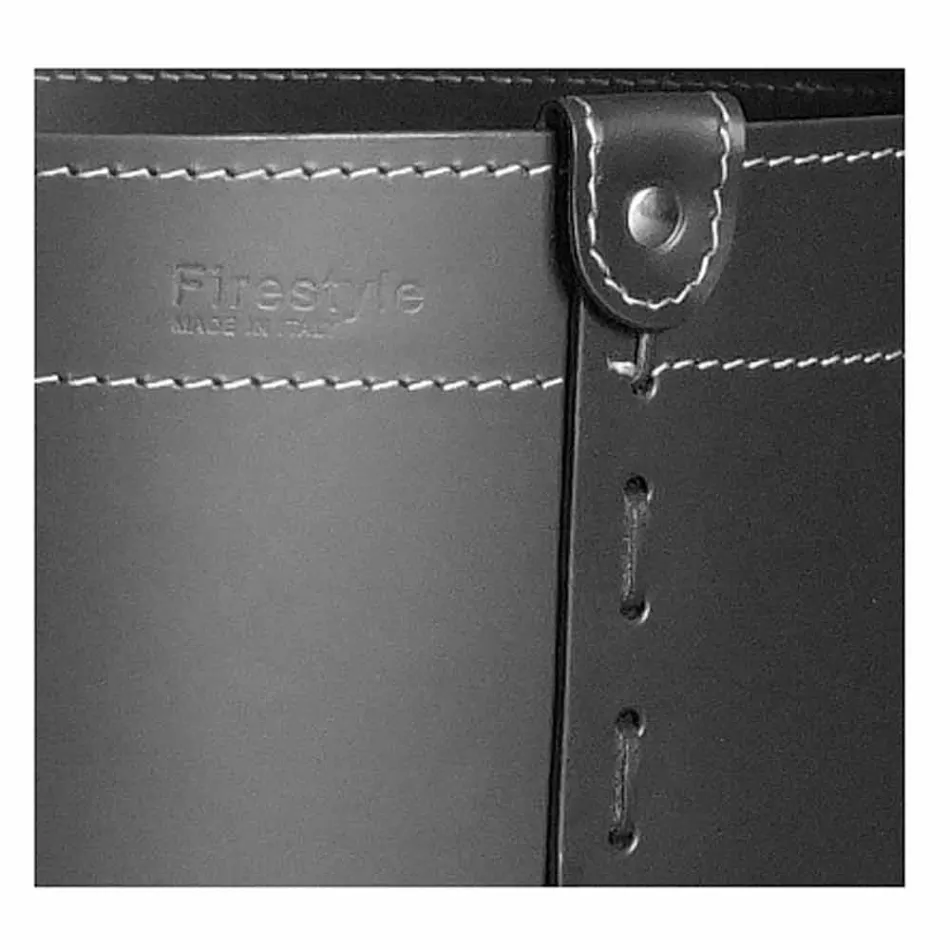 Portalegna cilindrico in cuoio rigenerato con ruote Tonda Firestyle Viadurini