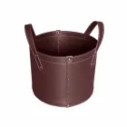 Portalegna cilindrico in cuoio rigenerato con ruote Tonda Firestyle Viadurini