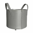 Portalegna cilindrico in cuoio rigenerato con ruote Tonda Firestyle Viadurini