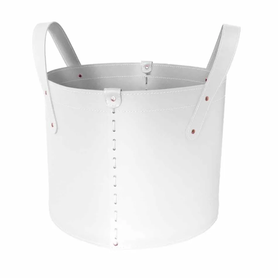 Portalegna cilindrico in cuoio rigenerato con ruote Tonda Firestyle Viadurini
