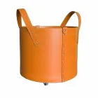 Portalegna cilindrico in cuoio rigenerato con ruote Tonda Firestyle Viadurini