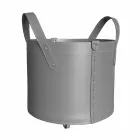 Portalegna cilindrico in cuoio rigenerato con ruote Tonda Firestyle Viadurini