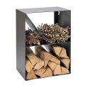 Portalegna con Barra Obliqua in Acciaio Verniciato Nero Made in Italy - Fiamme