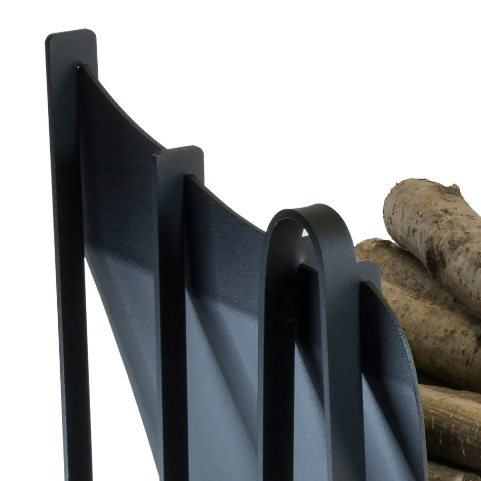 Portalegna da Interno in Acciaio con 3 Accessori Made in Italy - Nelumbo Viadurini