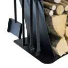 Portalegna da Interno in Acciaio con 3 Accessori Made in Italy - Nelumbo Viadurini