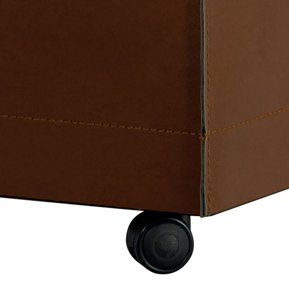 Portalegna di 2 Misure in Ecopelle Marrone Made in Italy - Formica Viadurini