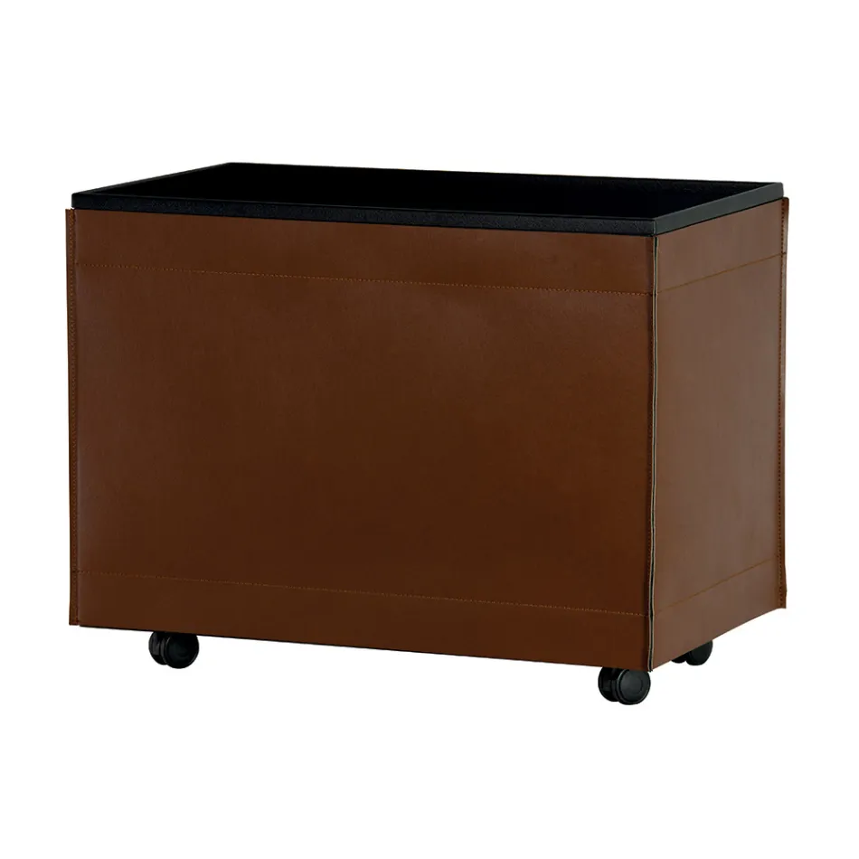 Portalegna di 2 Misure in Ecopelle Marrone Made in Italy - Formica Viadurini
