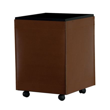 Portalegna di 2 Misure in Ecopelle Marrone Made in Italy - Formica Viadurini