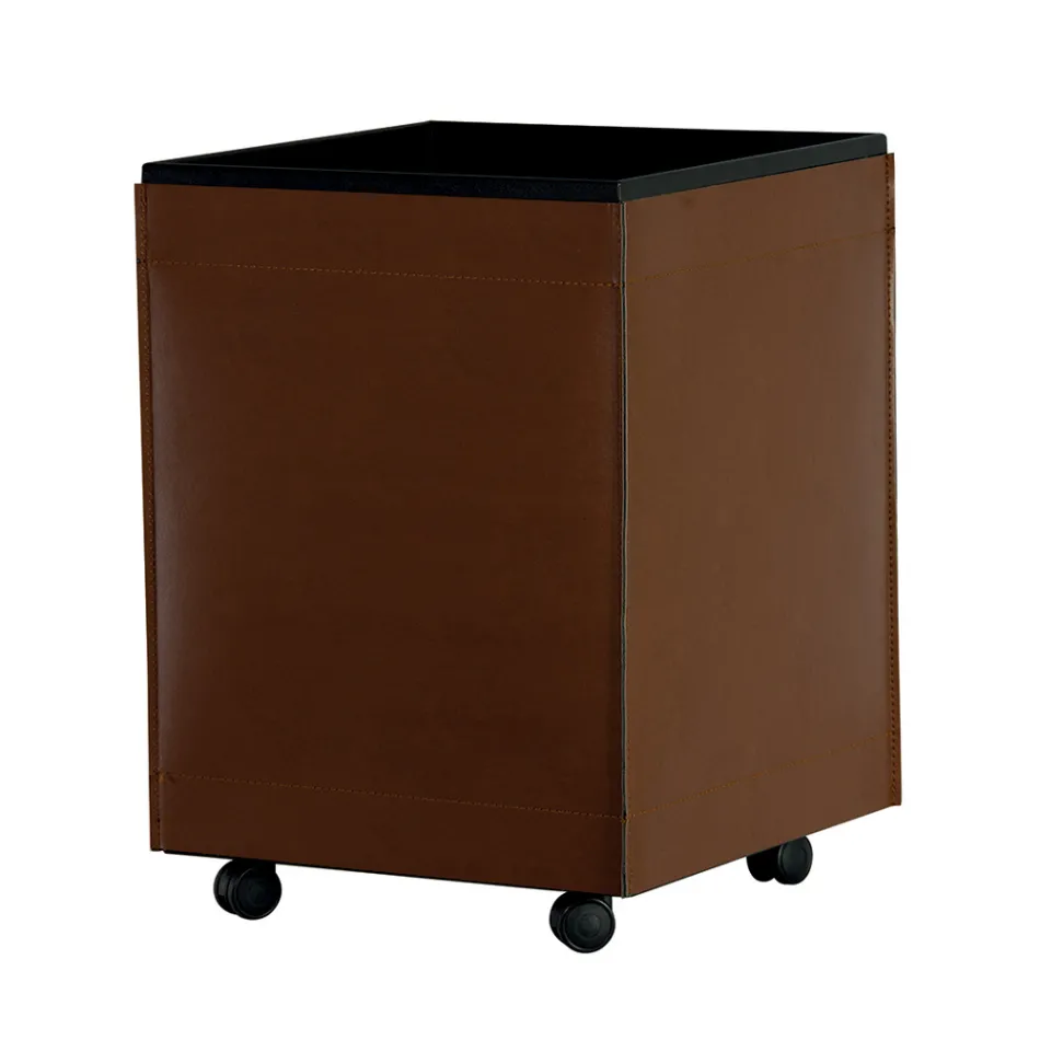 Portalegna di 2 Misure in Ecopelle Marrone Made in Italy - Formica Viadurini