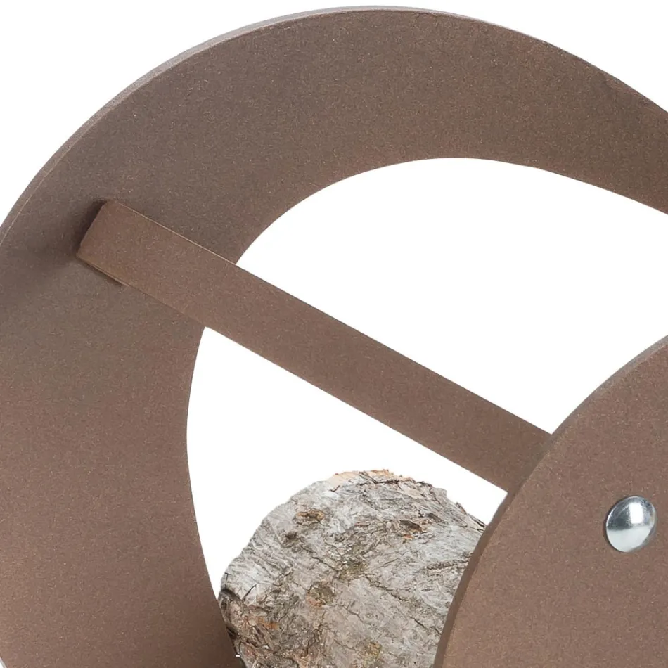 Portalegna di Design da Interno in Acciaio Marrone Made in Italy - Affetto Viadurini