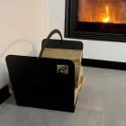 Portalegna di Design Moderno da Interno in Acciaio Nero Made in Italy - Libeccio Viadurini