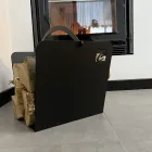Portalegna di Design Moderno da Interno in Acciaio Nero Made in Italy - Libeccio Viadurini