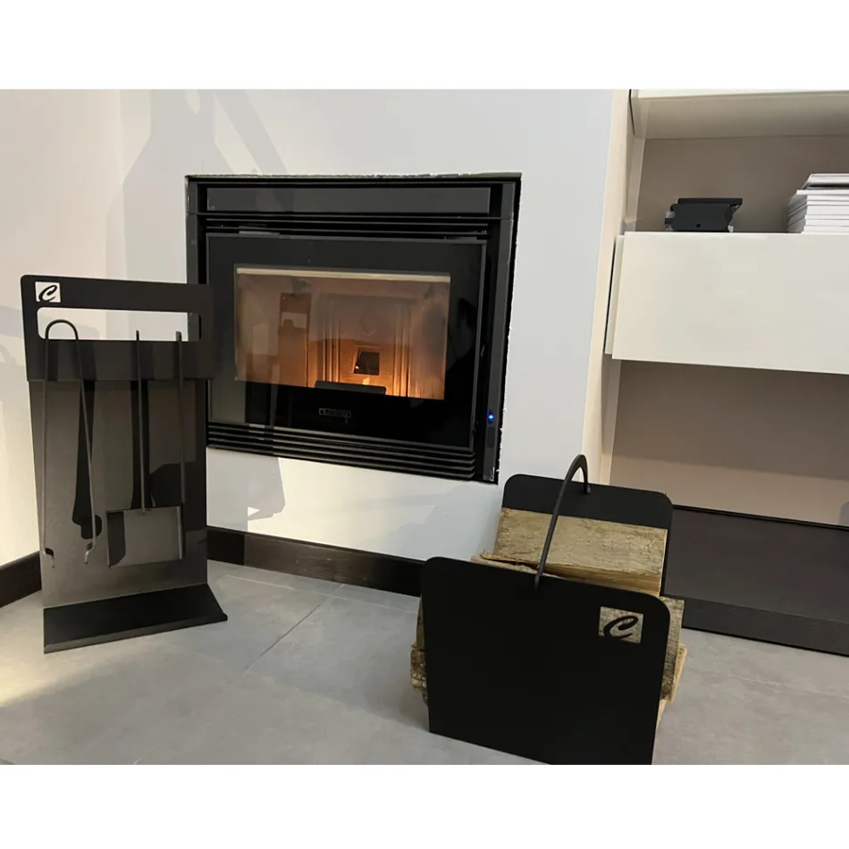 Portalegna di Design Moderno da Interno in Acciaio Nero Made in Italy - Libeccio Viadurini