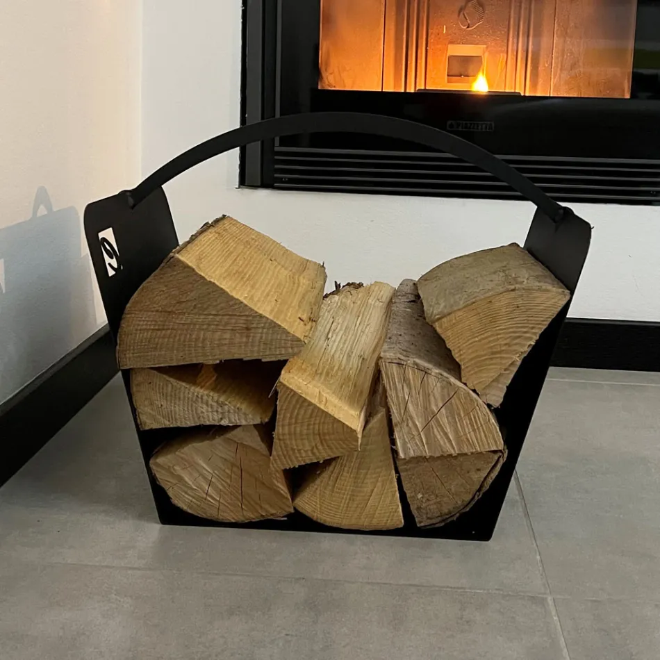Portalegna di Design Moderno da Interno in Acciaio Nero Made in Italy - Libeccio Viadurini