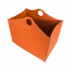 Portalegna in cuoio rigenerato con ruote WoodBag made in Italy Viadurini