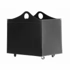 Portalegna in cuoio rigenerato con ruote WoodBag made in Italy Viadurini