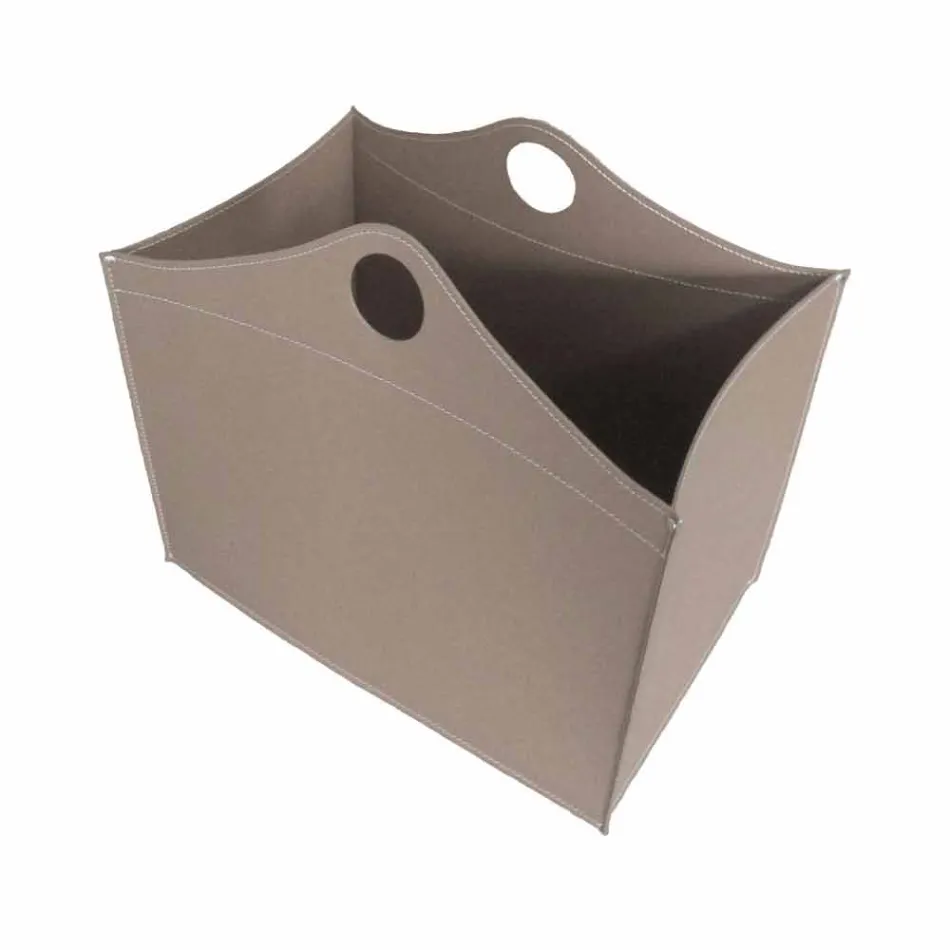 Portalegna in cuoio rigenerato con ruote WoodBag made in Italy Viadurini
