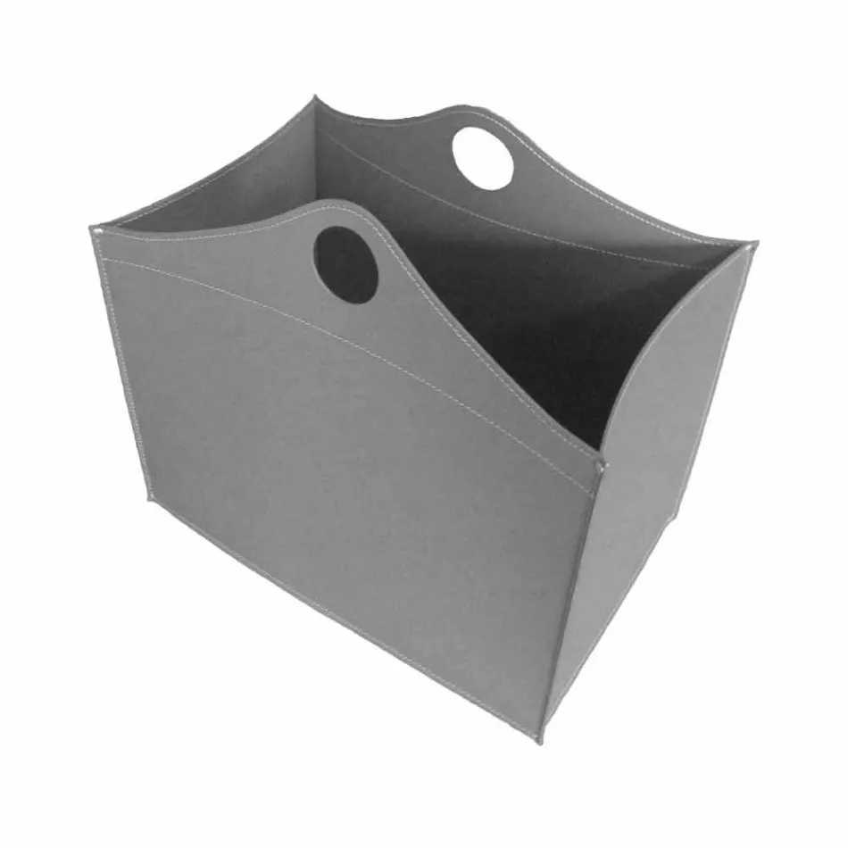 Portalegna in cuoio rigenerato con ruote WoodBag made in Italy Viadurini
