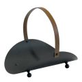 Portalegna in Metallo Nero con Manico in Pelle Made in Italy - Antilope