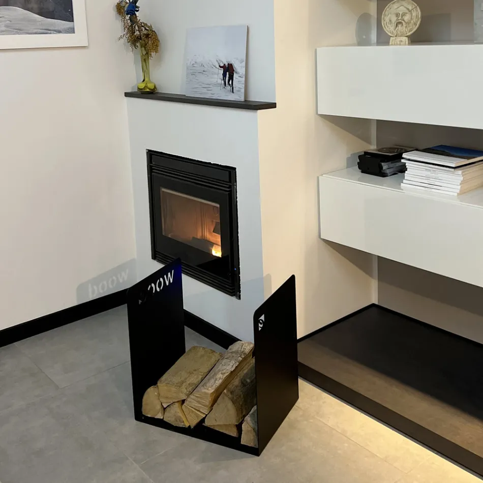 Portalegna Moderno in Acciaio Nero Design Minimale con Incisione - Altano Viadurini