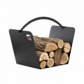 Portalegna di Design Moderno da Interno in Acciaio Nero Made in Italy - Libeccio