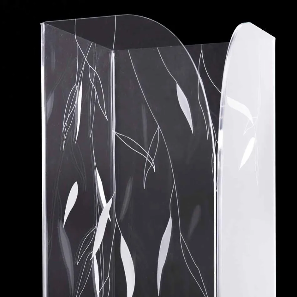 Portaombrelli di Design in Plexiglass Trasparente con Foglie Incise - Kanno Viadurini