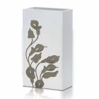 Portaombrelli in Legno Bianco Design Moderno con Decori Floreali - Caracalla Viadurini