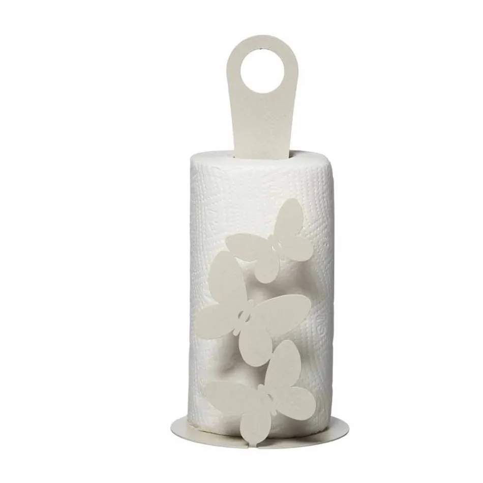 Portarotolo Cucina Moderno in Ferro Bianco, Beige o Avorio Made in Italy – Leida Viadurini