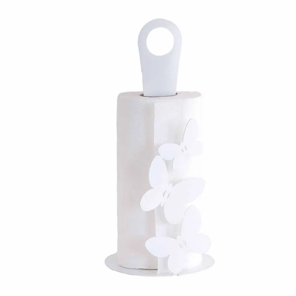 Portarotolo Cucina Moderno in Ferro Bianco, Beige o Avorio Made in Italy – Leida Viadurini