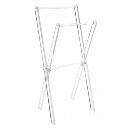 Portasciugamani da Terra Design in Plexiglass Trasparente o con Legno - Stendio Viadurini
