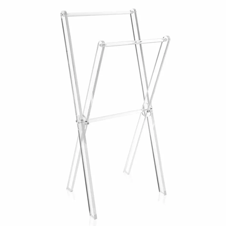 Portasciugamani da Terra Design in Plexiglass Trasparente o con Legno - Stendio Viadurini