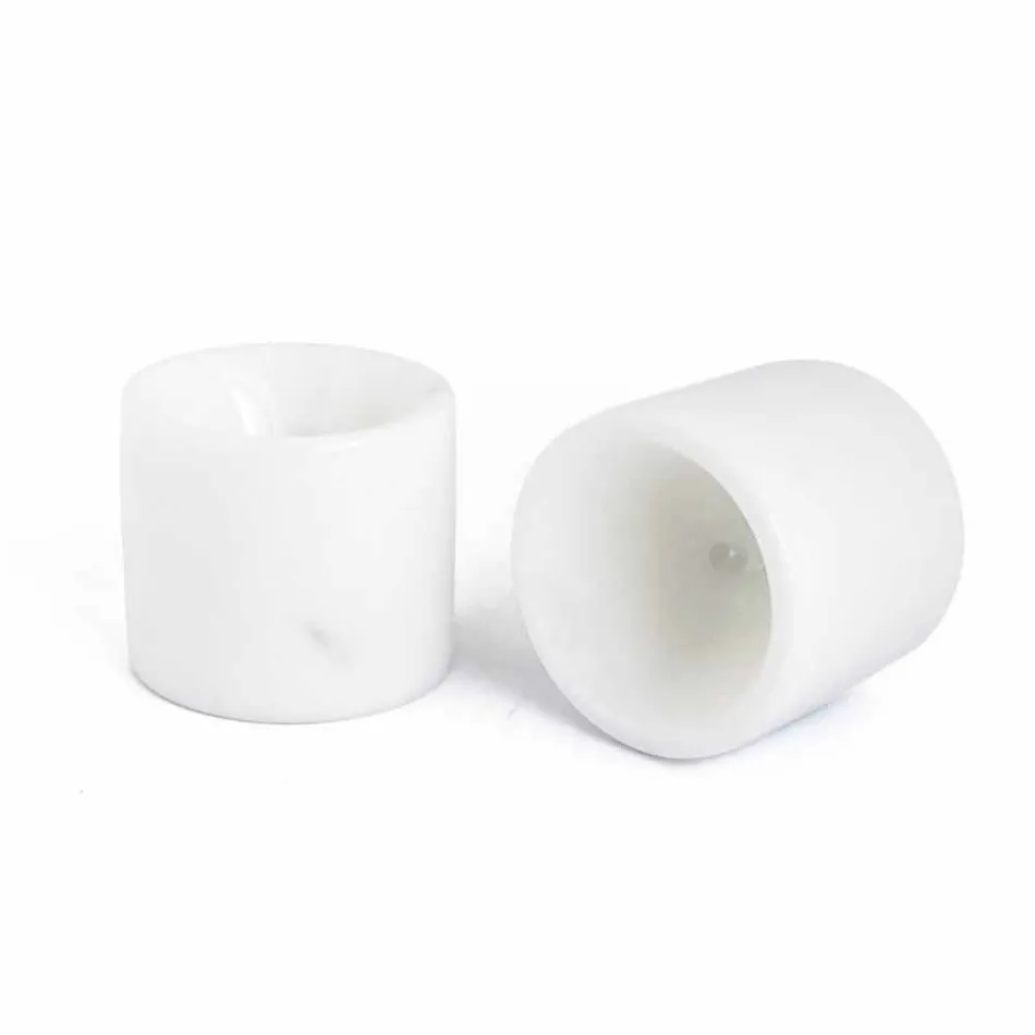 Portauovo di Design in Marmo Bianco di Carrara Made in Italy, 2 Pezzi - Picca Viadurini