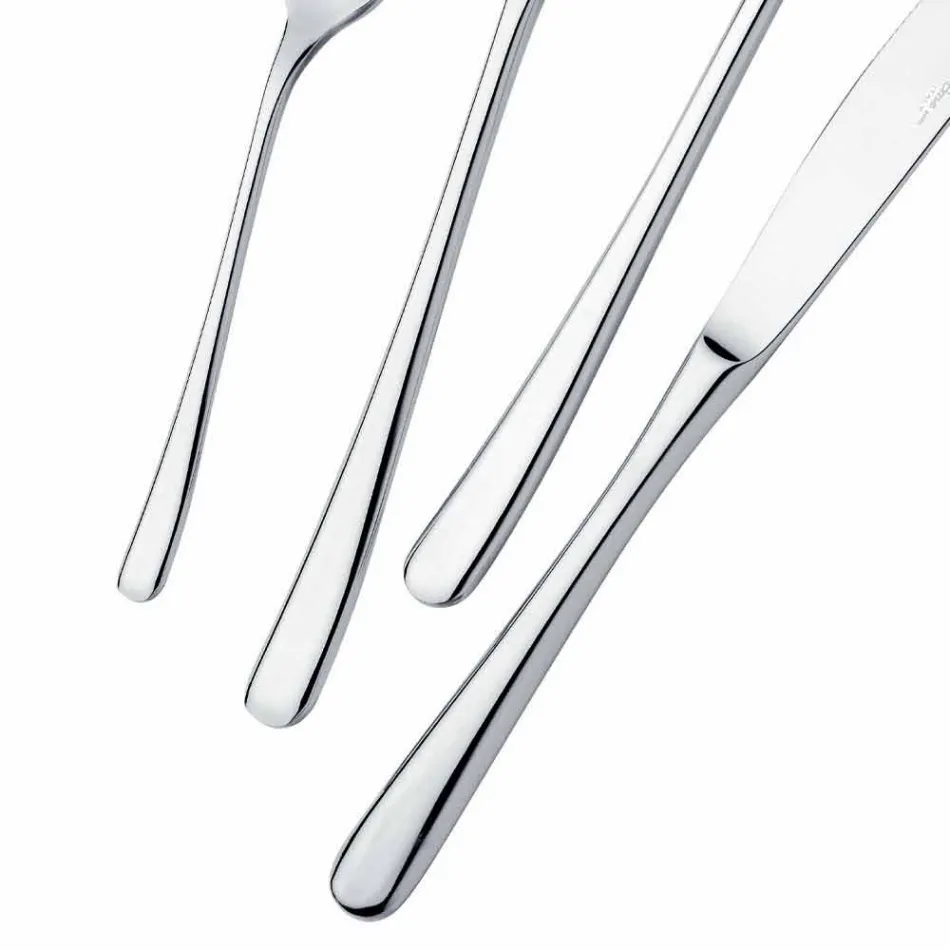 Posate da Tavola in Acciaio Inox Lucido Design Moderno Lusso 24 Pezzi - Bijou Viadurini