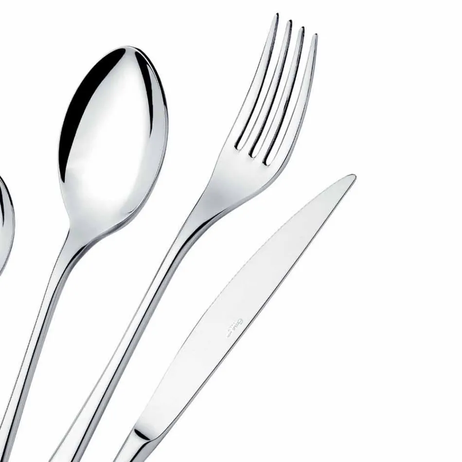 Posate da Tavola in Acciaio Inox Lucido Design Moderno Lusso 24 Pezzi - Bijou Viadurini