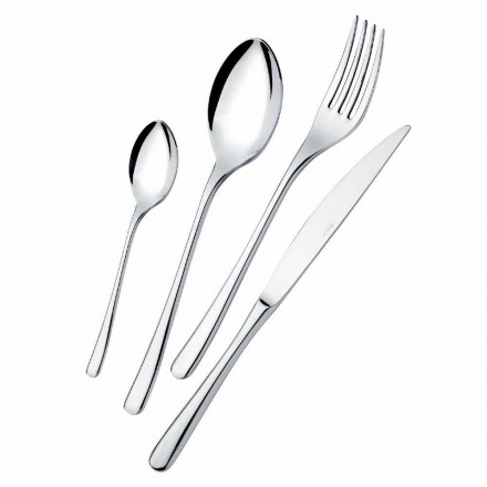 Posate da Tavola in Acciaio Inox Lucido Design Moderno Lusso 24 Pezzi - Bijou Viadurini
