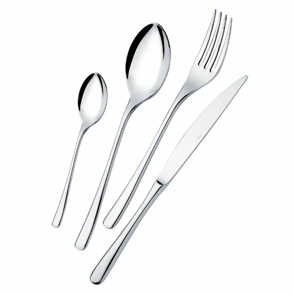 Posate da Tavola in Acciaio Inox Lucido Design Moderno Lusso 24 Pezzi - Bijou Viadurini